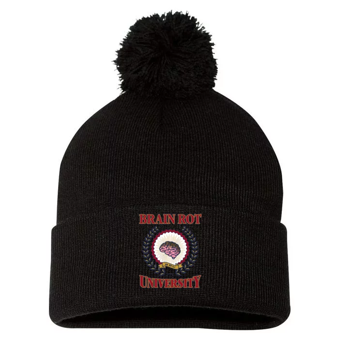 Brain Rot University Pom Pom 12in Knit Beanie