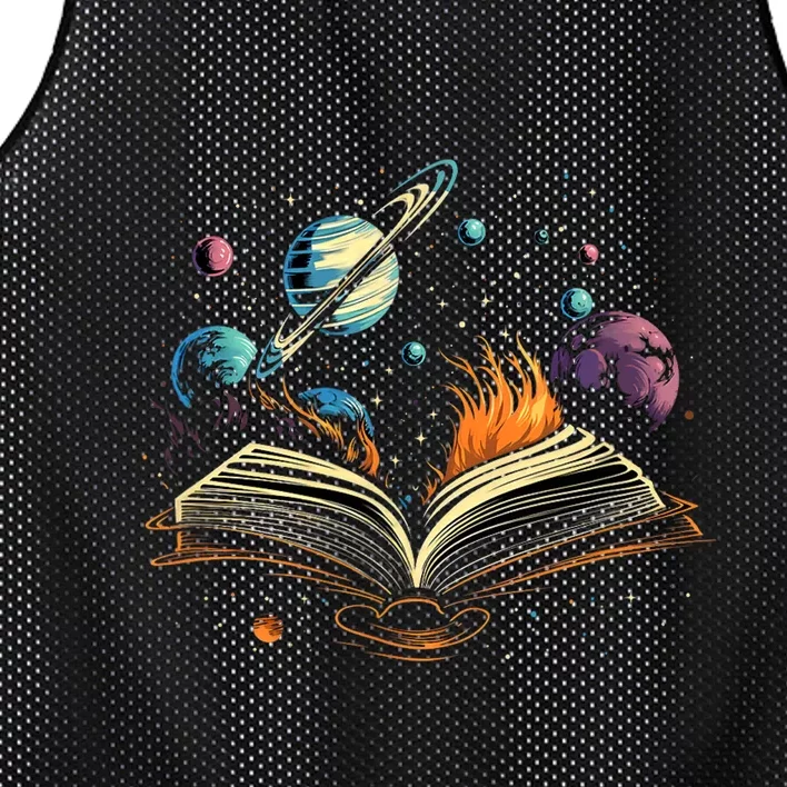 Book Reading Universe Planets Space Bookworm Reader Mesh Reversible Basketball Jersey Tank