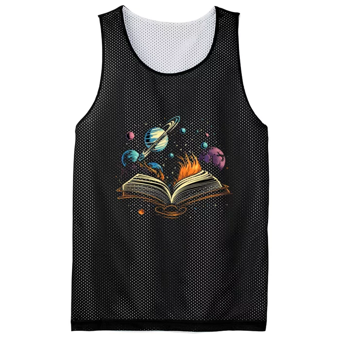 Book Reading Universe Planets Space Bookworm Reader Mesh Reversible Basketball Jersey Tank