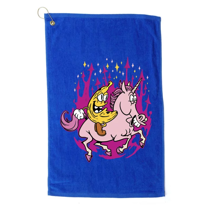 Banana Riding Unicorn Cartoon Gift Platinum Collection Golf Towel