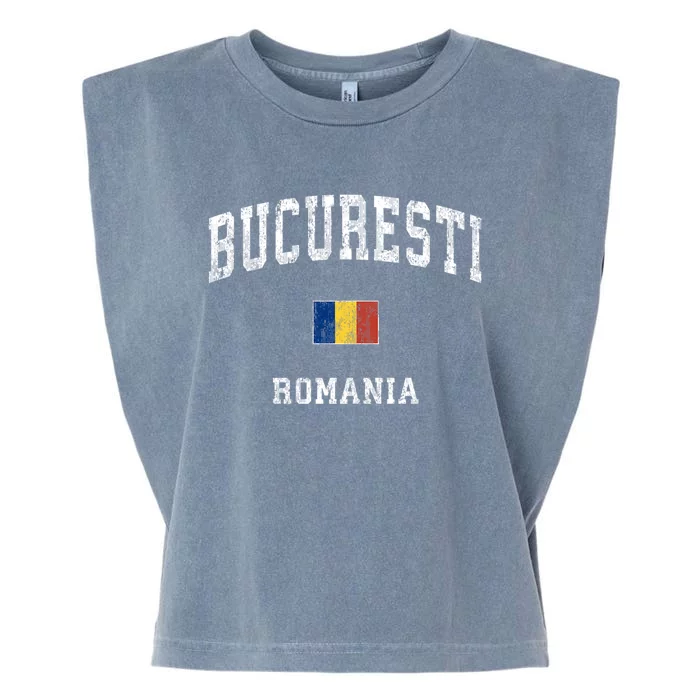 Bucharest Romania Vintage Athletic Sports Design Garment-Dyed Women's Muscle Tee