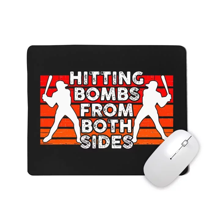 Baseball Retro Vintage Hitting Home Run Bomb Switch Hitter Mousepad