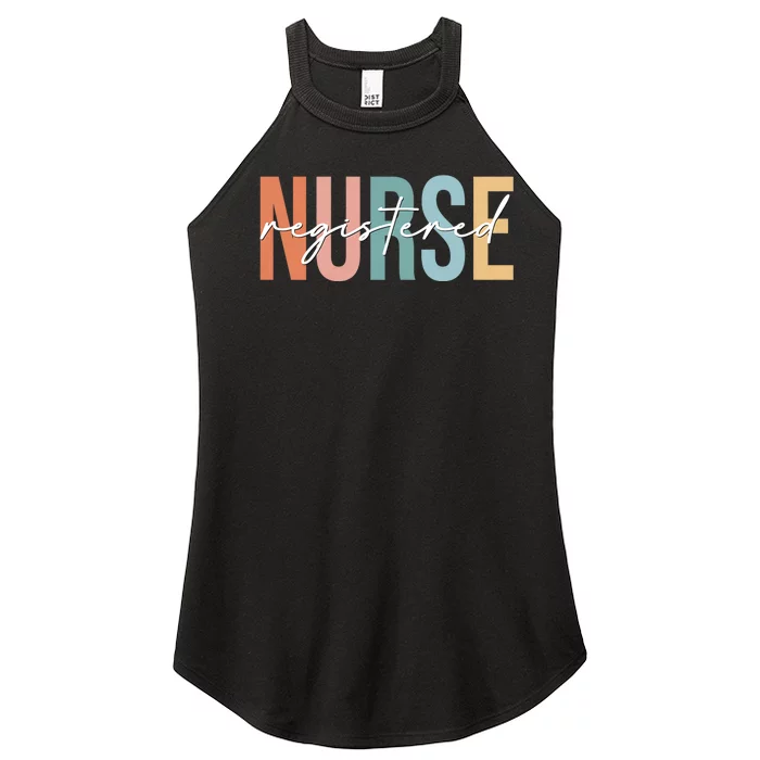 Boho Retro Vintage Registered Nurse Stethoscope Nursing Women’s Perfect Tri Rocker Tank