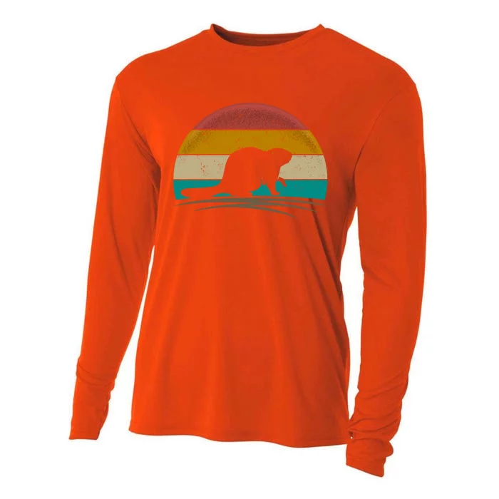 Beaver Retro Vintage Beaver Lover Gift Cooling Performance Long Sleeve Crew