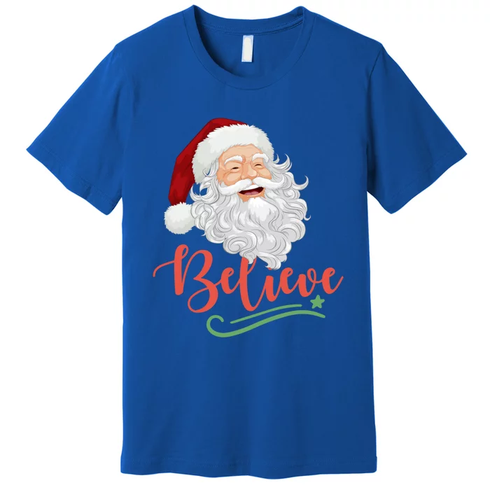 Believe Retro Vintage Santa Claus Happy Face Christmas Gift Premium T-Shirt