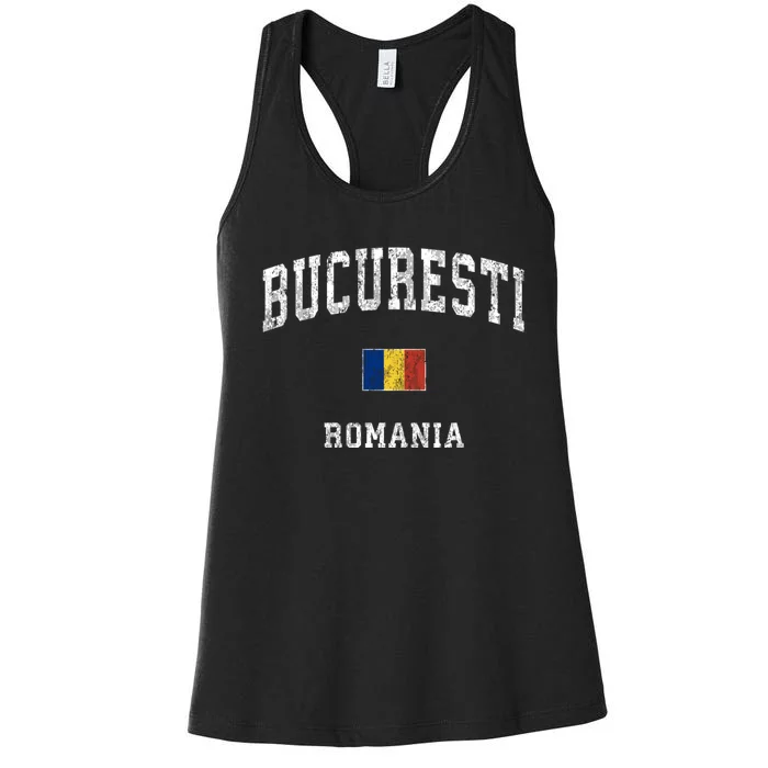 Bucharest Romania Vintage Athletic Sports Women's Racerback Tank