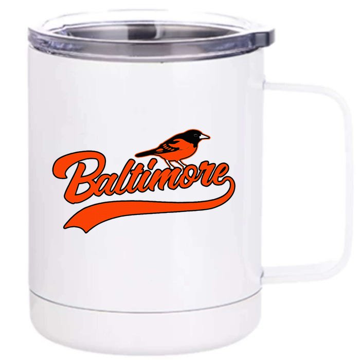 Baltimore Retro Vintage Baseball Classic Maryland Front & Back 12oz Stainless Steel Tumbler Cup