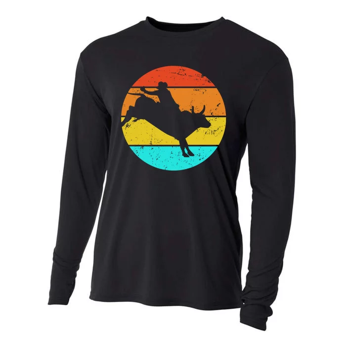 Bull Riding Vintage Rodeo Cooling Performance Long Sleeve Crew