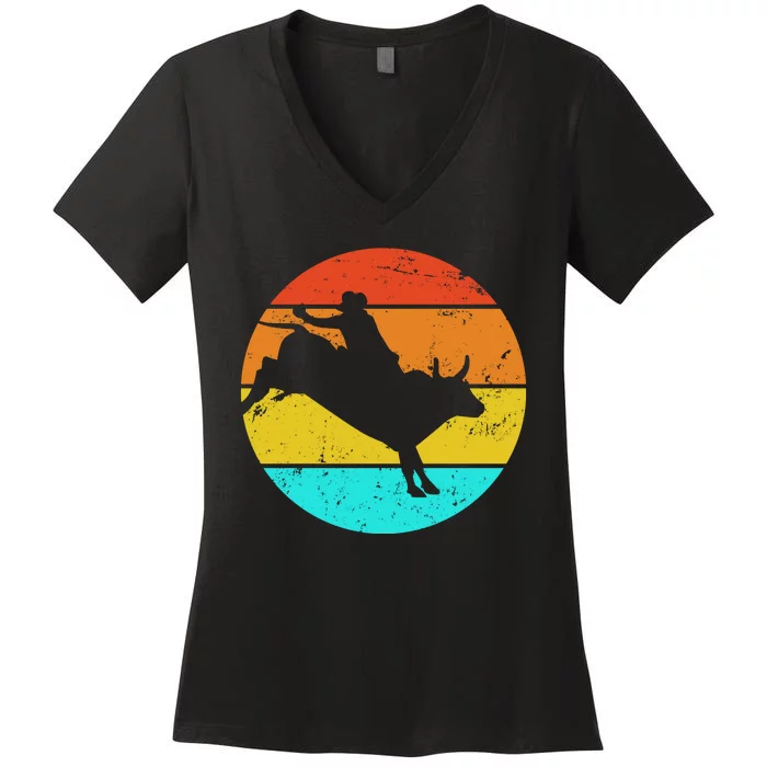 Bull Riding Vintage Rodeo Women's V-Neck T-Shirt