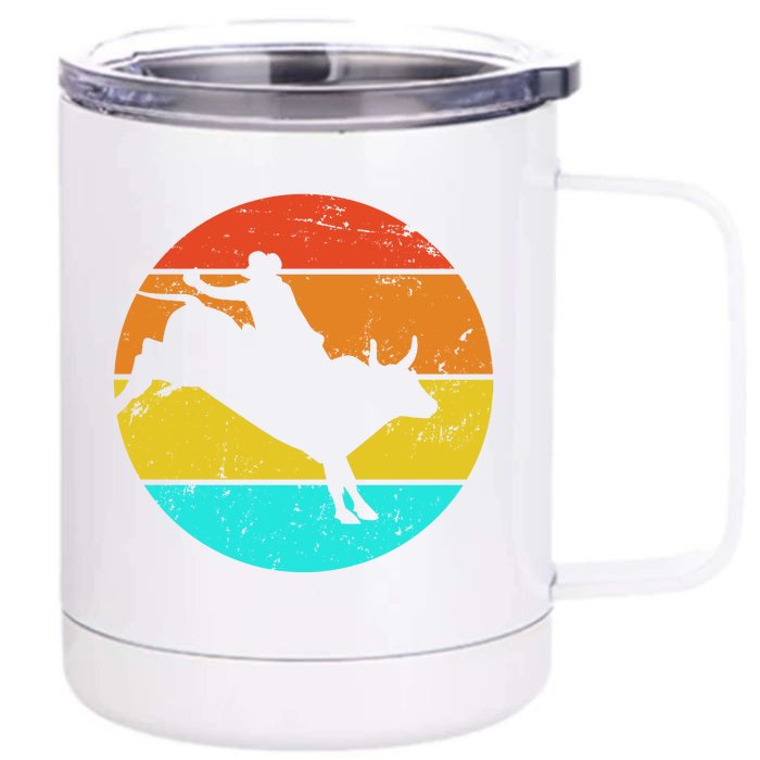 Bull Riding Vintage Rodeo Front & Back 12oz Stainless Steel Tumbler Cup