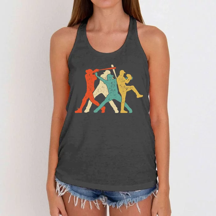 Baseball Retro Vintage Catcher Pitcher Batter Boy Sport Women's Knotted Racerback Tank