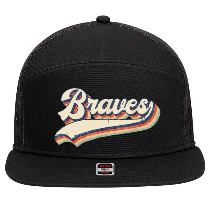 Braves Retro Vintage Baseball 7 Panel Mesh Trucker Snapback Hat