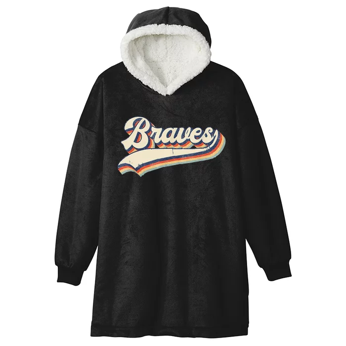 Braves Retro Vintage Baseball Hooded Wearable Blanket