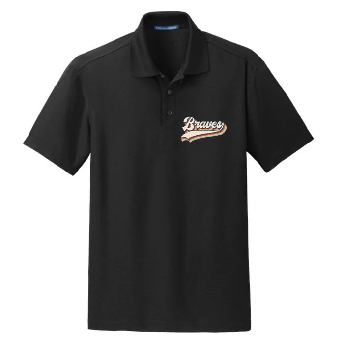 Braves Retro Vintage Baseball Dry Zone Grid Performance Polo