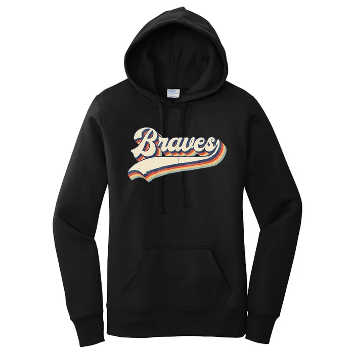 Braves Retro Vintage Baseball Women's Pullover Hoodie