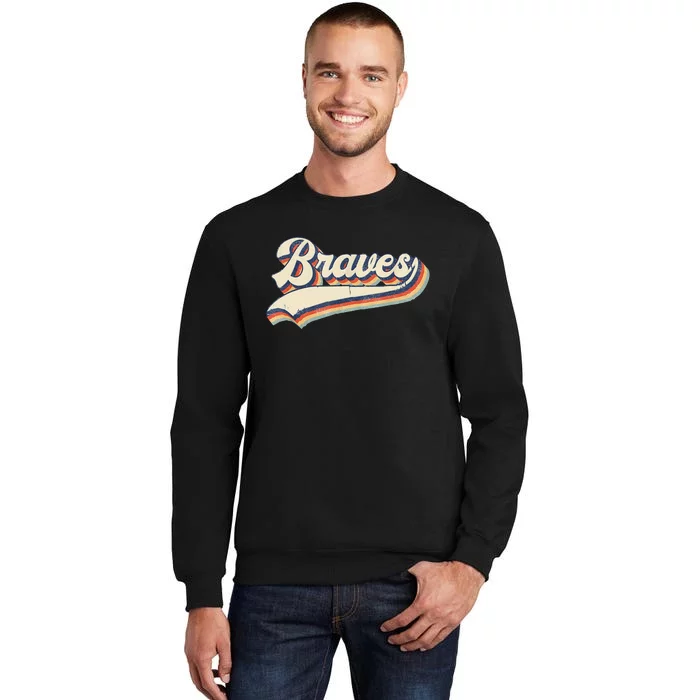 Braves Retro Vintage Baseball Tall Sweatshirt