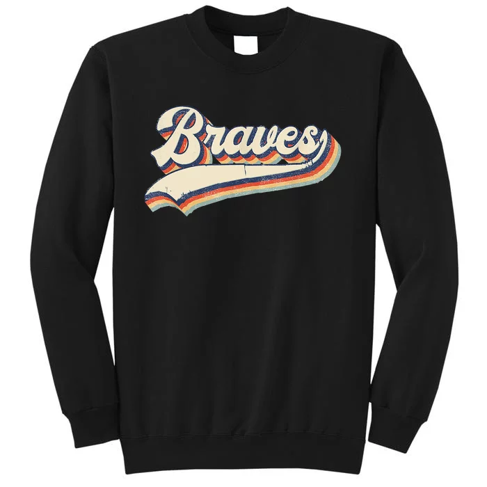 Braves Retro Vintage Baseball Tall Sweatshirt