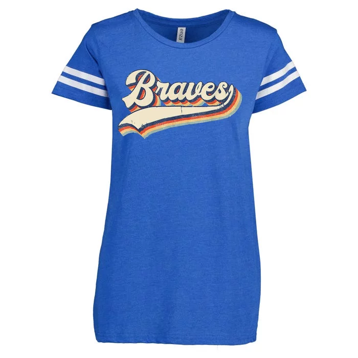 Braves Retro Vintage Baseball Enza Ladies Jersey Football T-Shirt