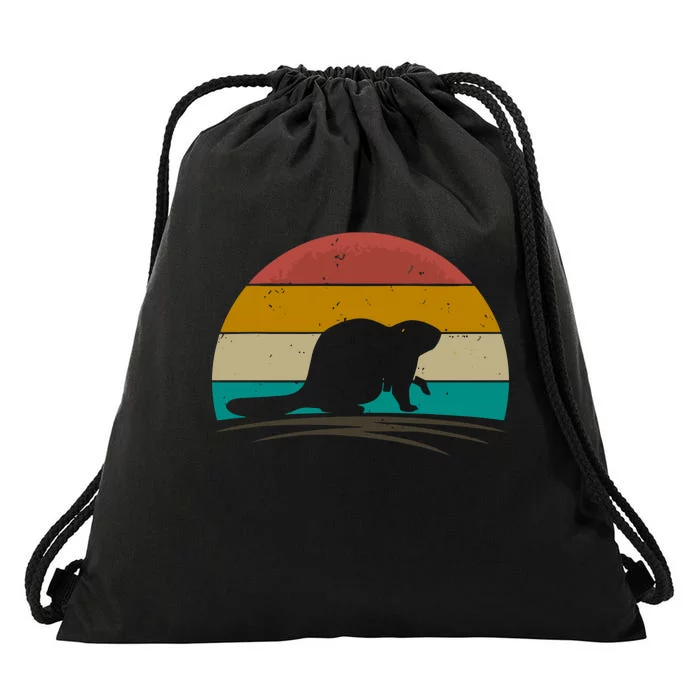 Beaver Retro Vintage Beaver Lover Drawstring Bag