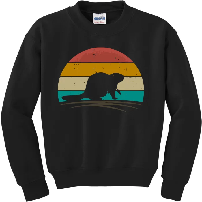 Beaver Retro Vintage Beaver Lover Kids Sweatshirt