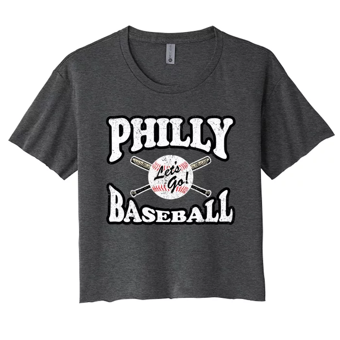 Baseball Retro Vintage Style Distressed Women's Crop Top Tee