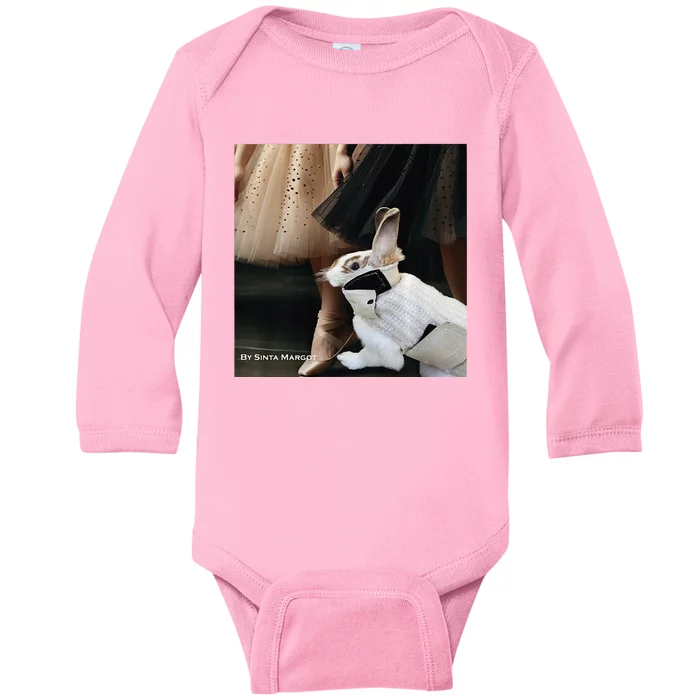 Bunny Rabbit With Ballet Dancers Baby Long Sleeve Bodysuit