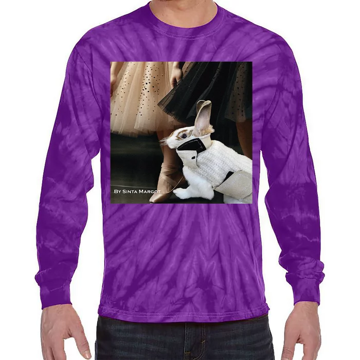 Bunny Rabbit With Ballet Dancers Tie-Dye Long Sleeve Shirt