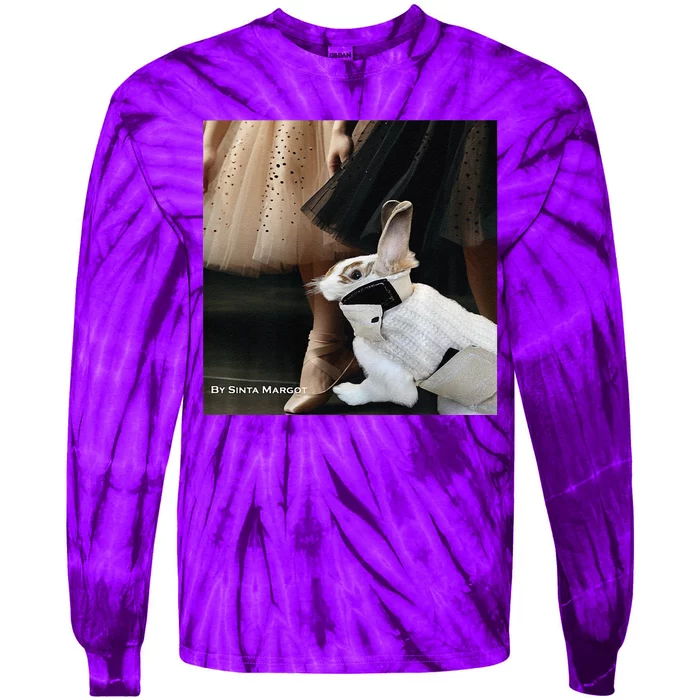 Bunny Rabbit With Ballet Dancers Tie-Dye Long Sleeve Shirt