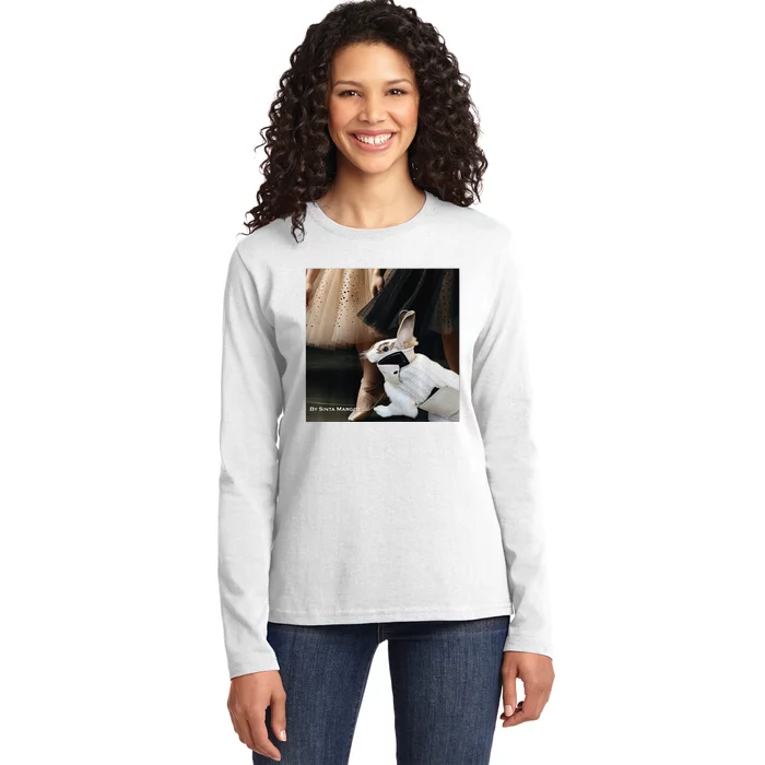 Bunny Rabbit With Ballet Dancers Ladies Long Sleeve Shirt