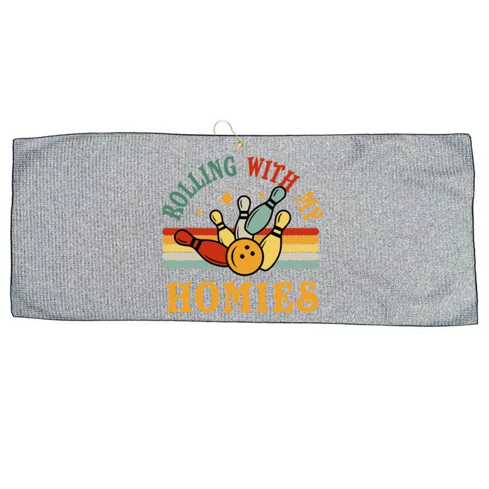 Bowlingshirt Rolling With My Homies Funny Bowler Large Microfiber Waffle Golf Towel