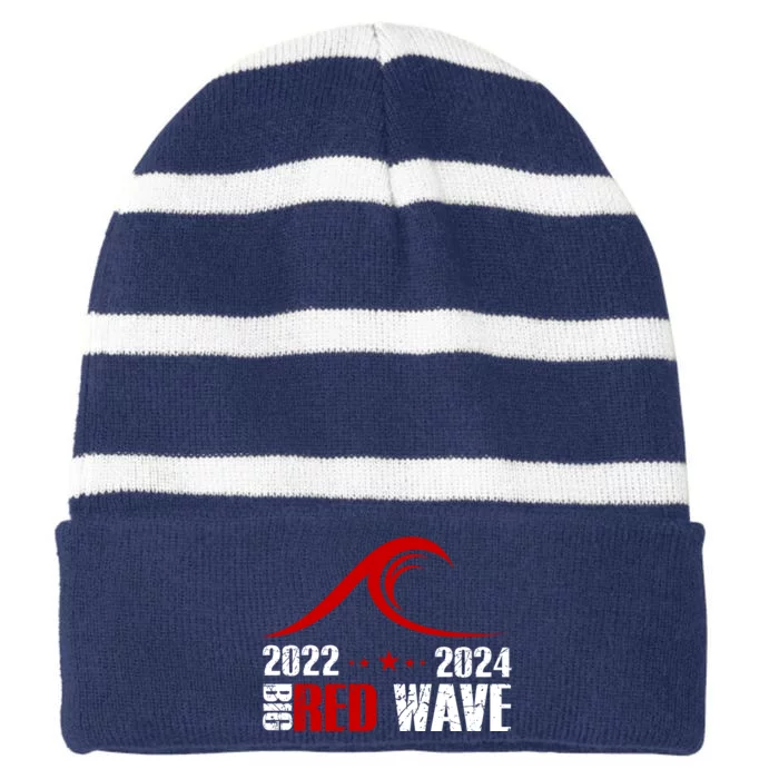 Big Red Wave Pro Republican 2024 Striped Beanie with Solid Band