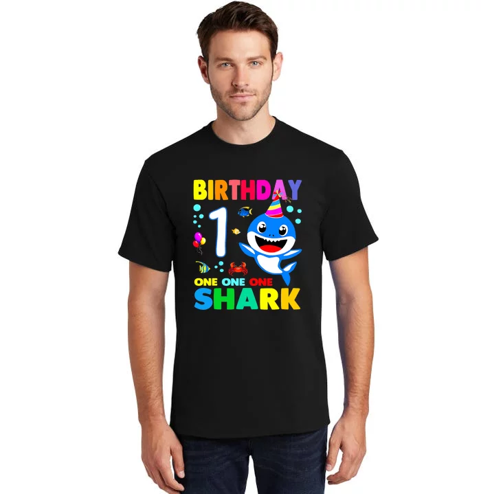 Birthday Shark 1st Girl One 1 Year Old Family Tall T-Shirt