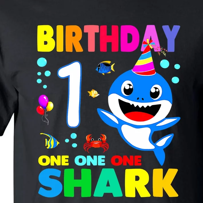 Birthday Shark 1st Girl One 1 Year Old Family Tall T-Shirt