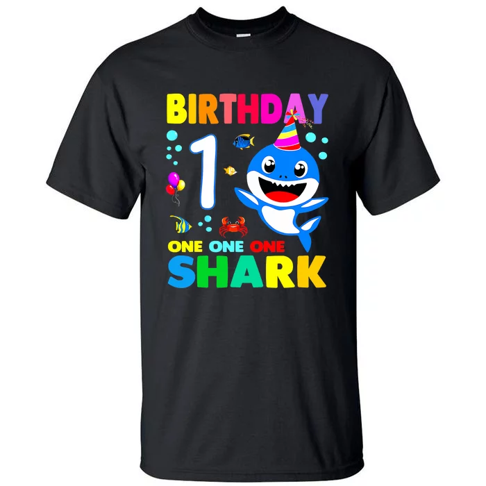 Birthday Shark 1st Girl One 1 Year Old Family Tall T-Shirt