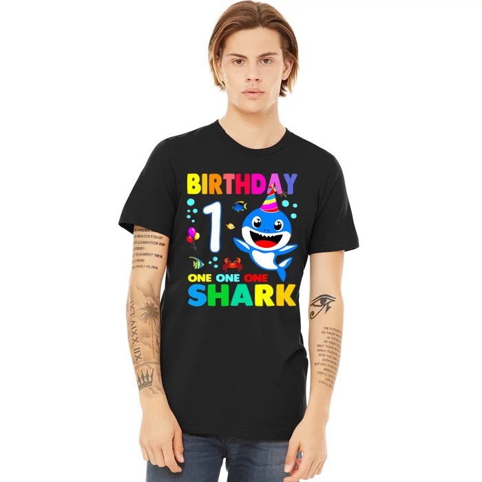 Birthday Shark 1st Girl One 1 Year Old Family Premium T-Shirt