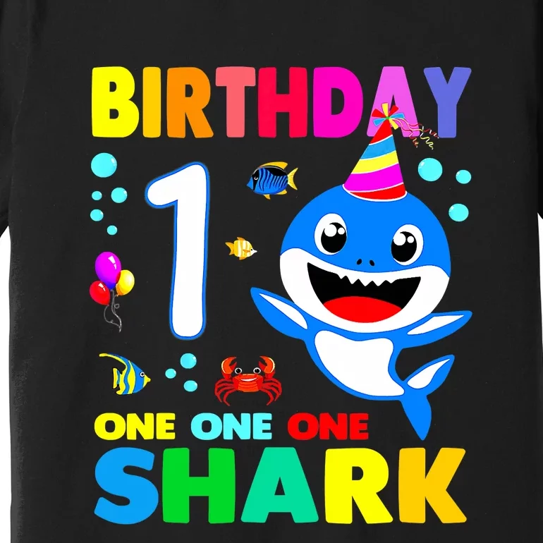 Birthday Shark 1st Girl One 1 Year Old Family Premium T-Shirt