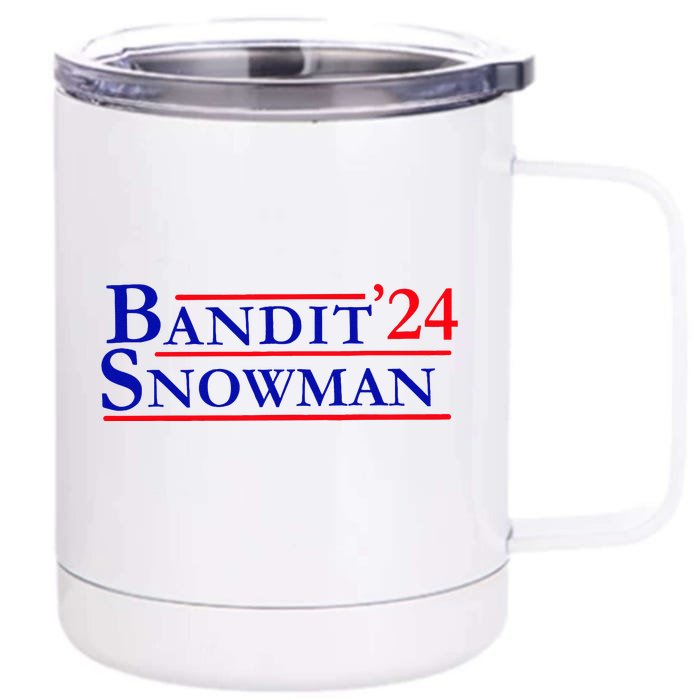 Bandit Snowman 24 Retro Election Style Funny 2024 Bandit Front & Back 12oz Stainless Steel Tumbler Cup