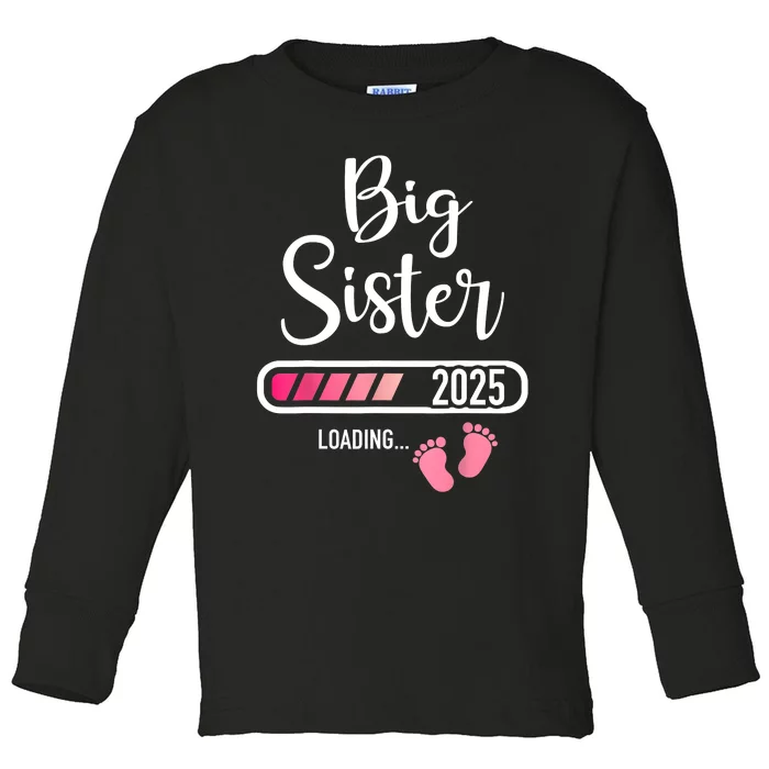 Big Sister 2025 Loading Bar For Pregnancy Announcement Toddler Long Sleeve Shirt