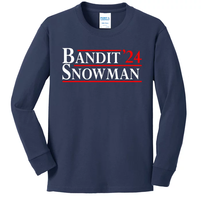 Bandit Snowman 2024 Election Funny Gift Kids Long Sleeve Shirt