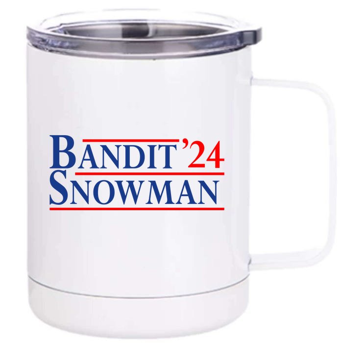 Bandit Snowman 2024 Election Funny Gift Front & Back 12oz Stainless Steel Tumbler Cup