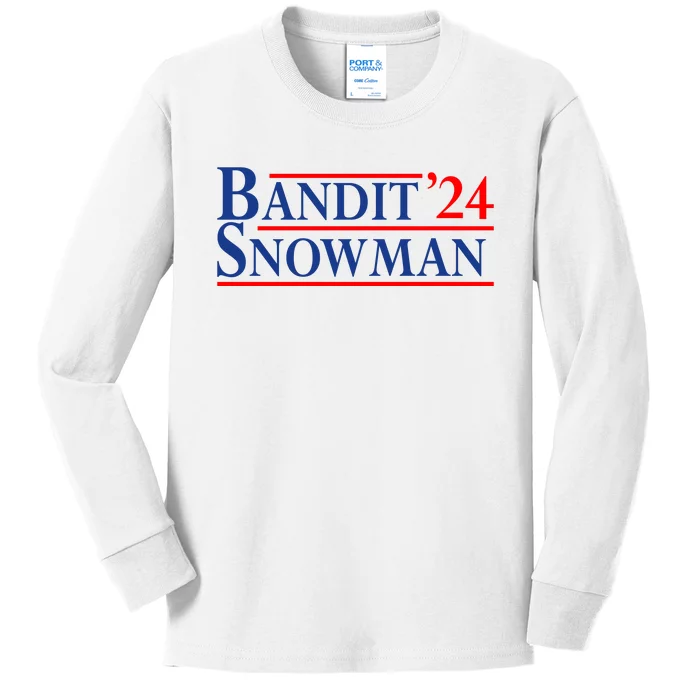 Bandit Snowman 2024 Election Funny Gift Kids Long Sleeve Shirt