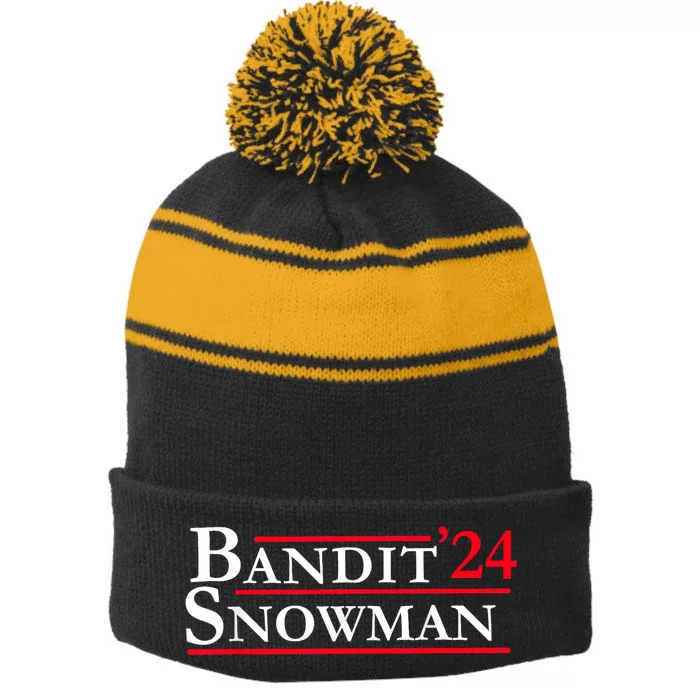 Bandit Snowman 2024 Election Funny Gift Stripe Pom Pom Beanie