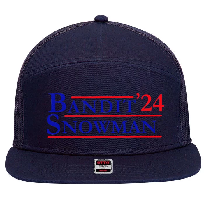 Bandit Snowman 24 Retro Election Style Funny 2024 Bandit 7 Panel Mesh Trucker Snapback Hat