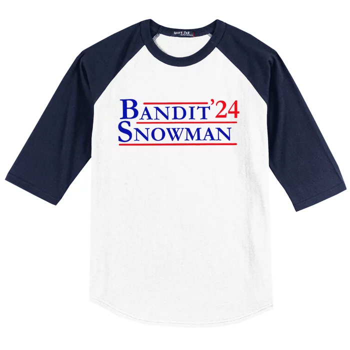 Bandit Snowman 24 Retro Election Style Funny 2024 Bandit Baseball Sleeve Shirt