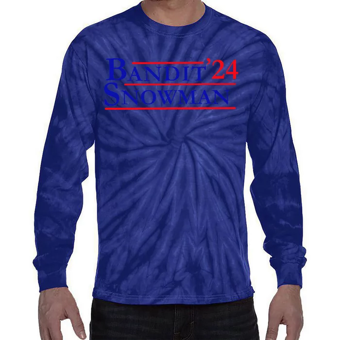 Bandit Snowman 24 Retro Election Style Funny 2024 Bandit Tie-Dye Long Sleeve Shirt