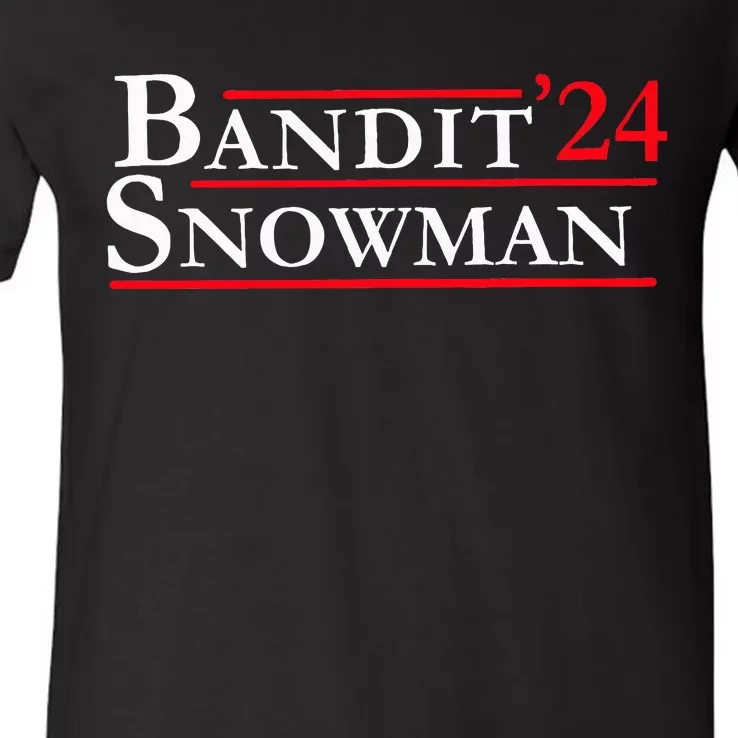 Bandit Snowman 24 Retro Election Style V-Neck T-Shirt