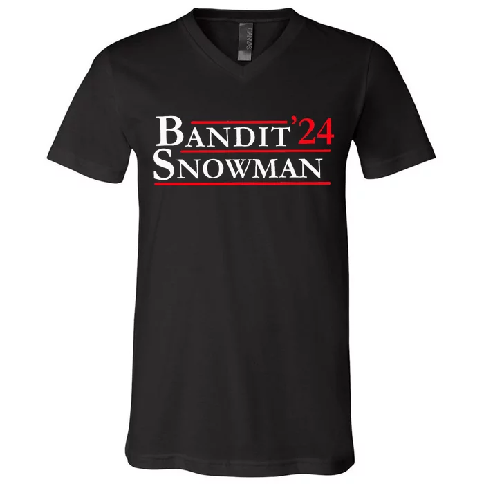 Bandit Snowman 24 Retro Election Style V-Neck T-Shirt