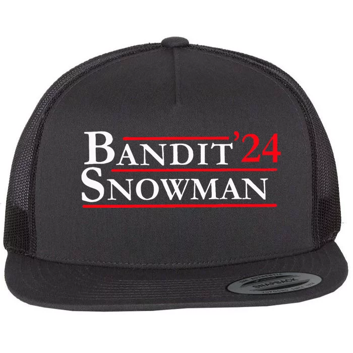 Bandit Snowman 24 Retro Election Style Flat Bill Trucker Hat