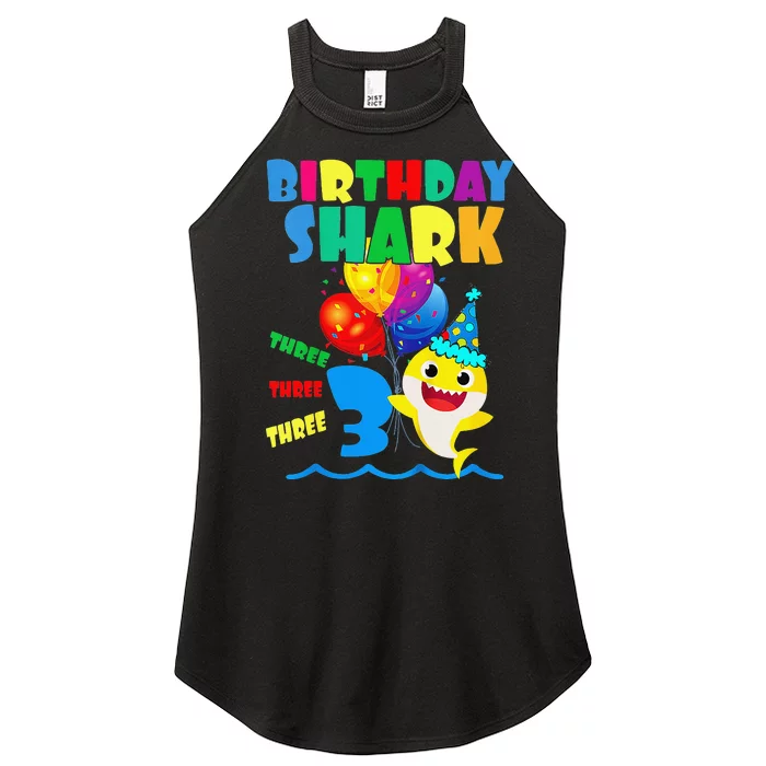 Birthday Shark 3 Year Old 3rd Birthday Matching Family Women’s Perfect Tri Rocker Tank