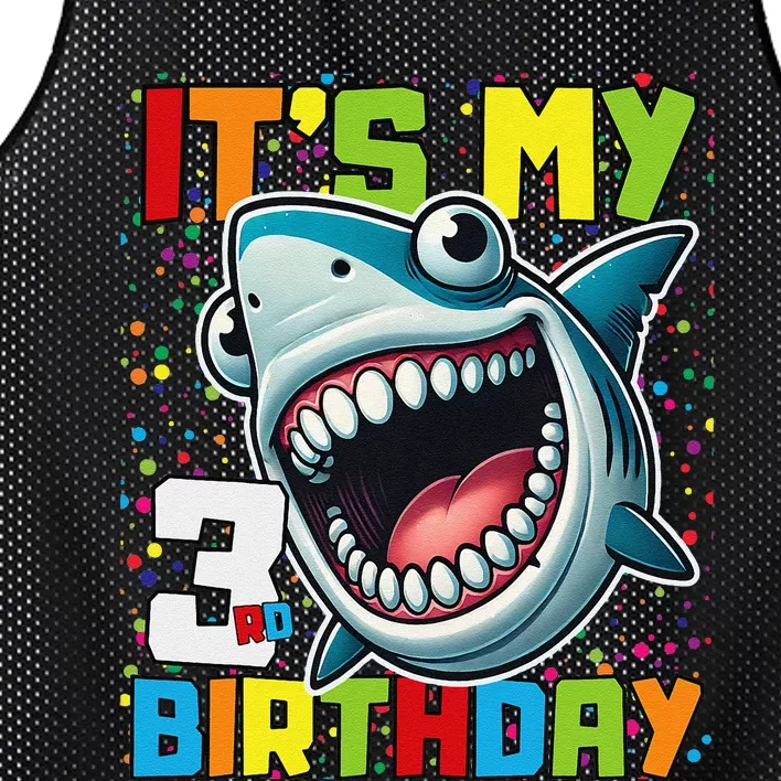 Birthday Shark 3 Year Old 3rd Birthday Matching Family Mesh Reversible Basketball Jersey Tank